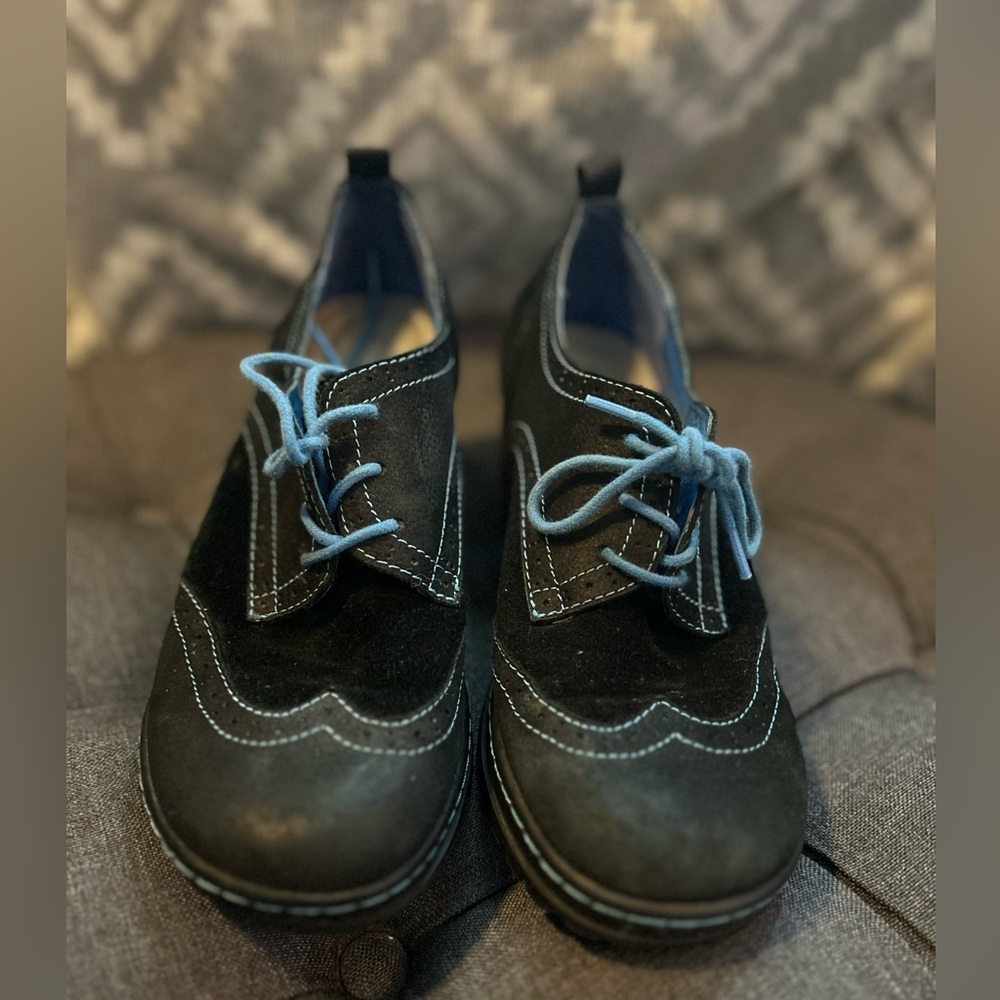 Jambu Black Teal Leather Wingtip Oxford San Fran Lace Up Shoes Womens 8